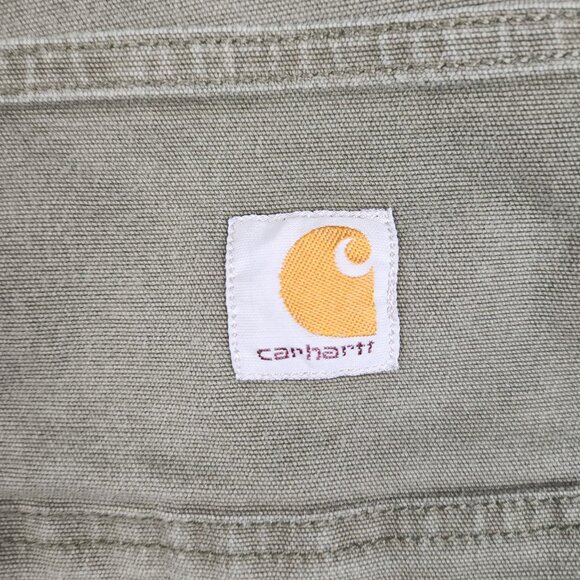 Carhartt Rugged Flex Shorts Men's 40 Relaxed Olive Green Faded Canvas Workwear - Picture 10 of 11